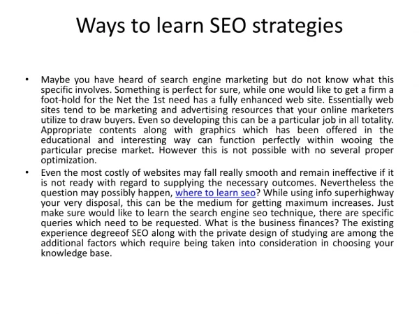 Ways to learn SEO strategies