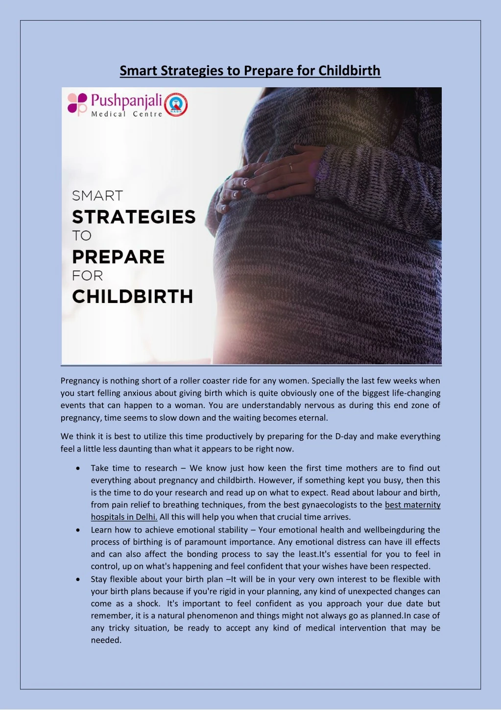 smart strategies to prepare for childbirth