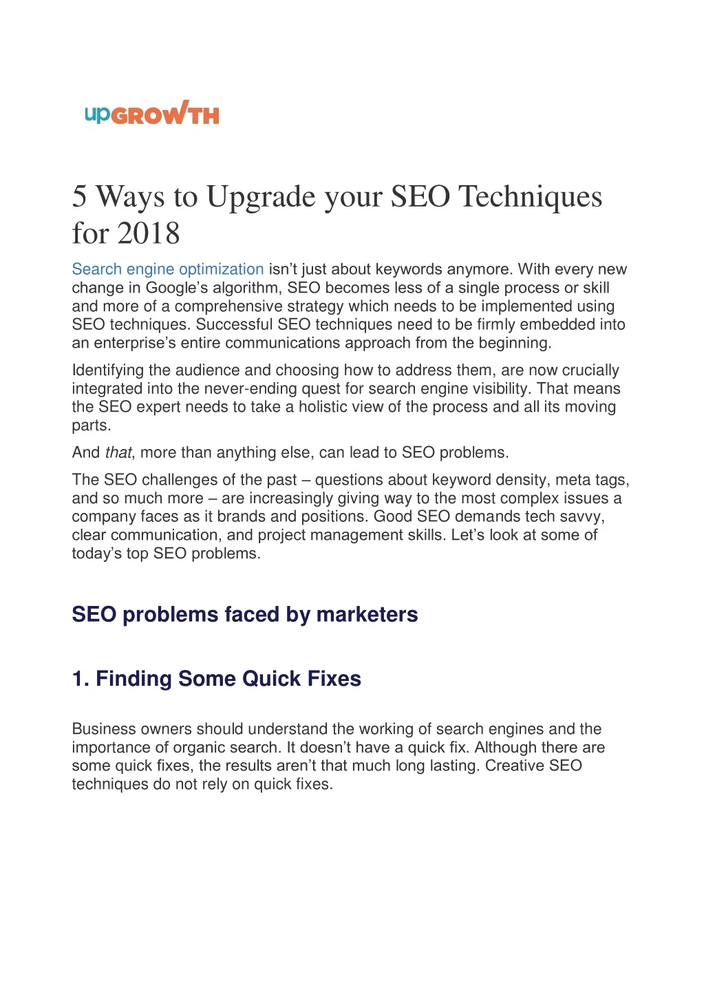 5 ways to upgrade your seo techniques for 2018