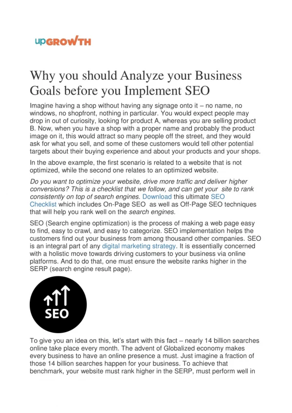 Why you should Analyze your Business Goals before you Implement SEO