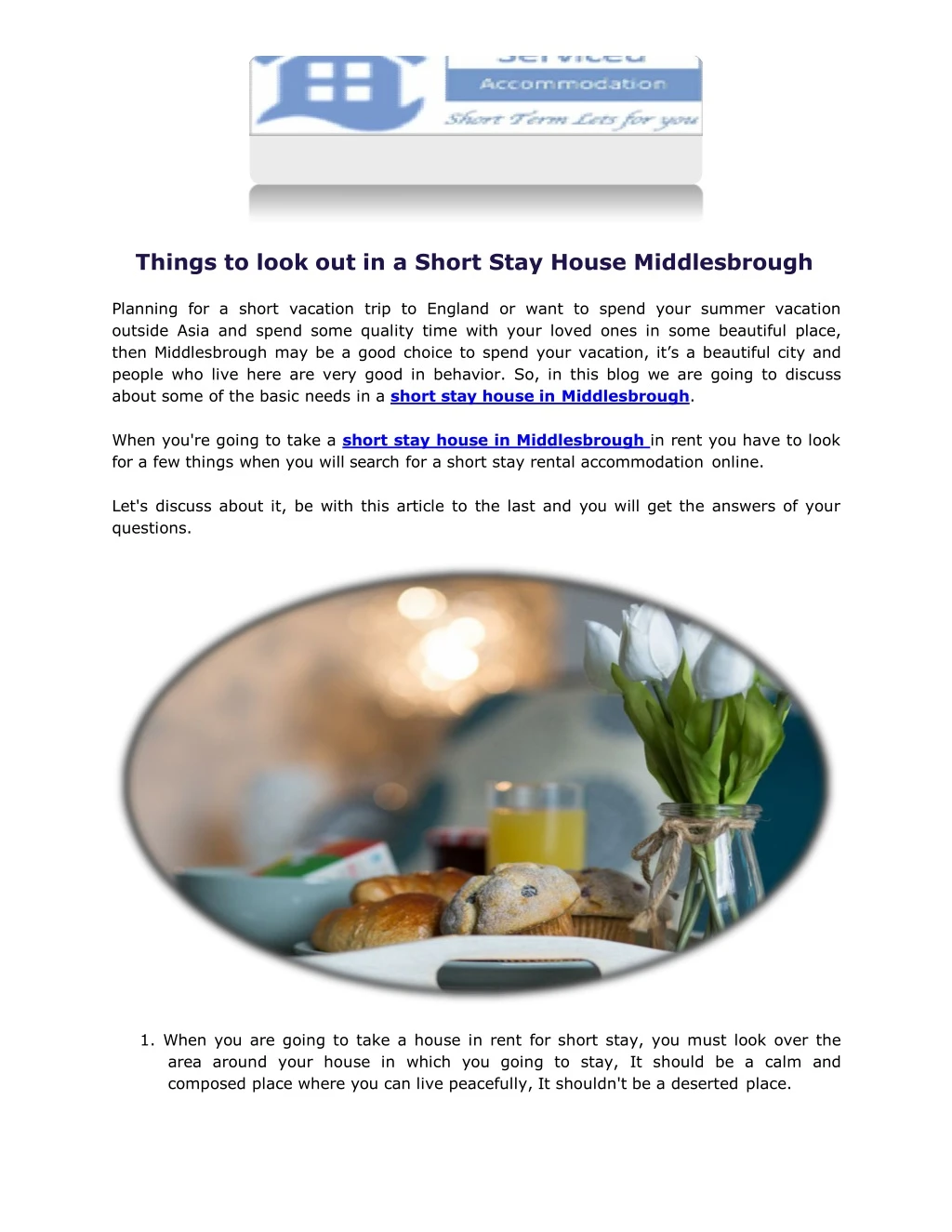 things to look out in a short stay house