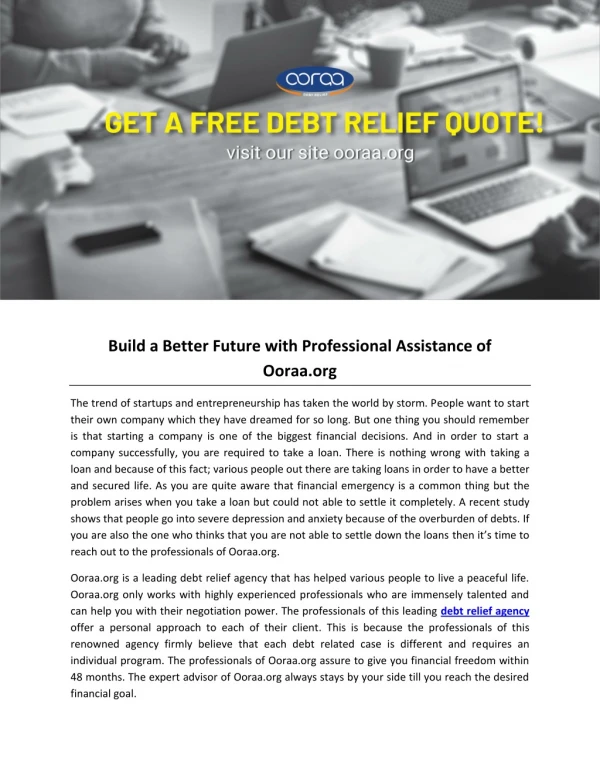 Build a Better Future with Professional Assistance of Ooraa.org