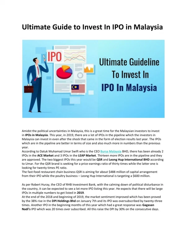 Ultimate Guideline To Invest in IPO in Malaysia