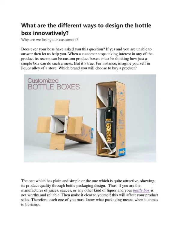 What are the different ways to design the bottle box innovatively?