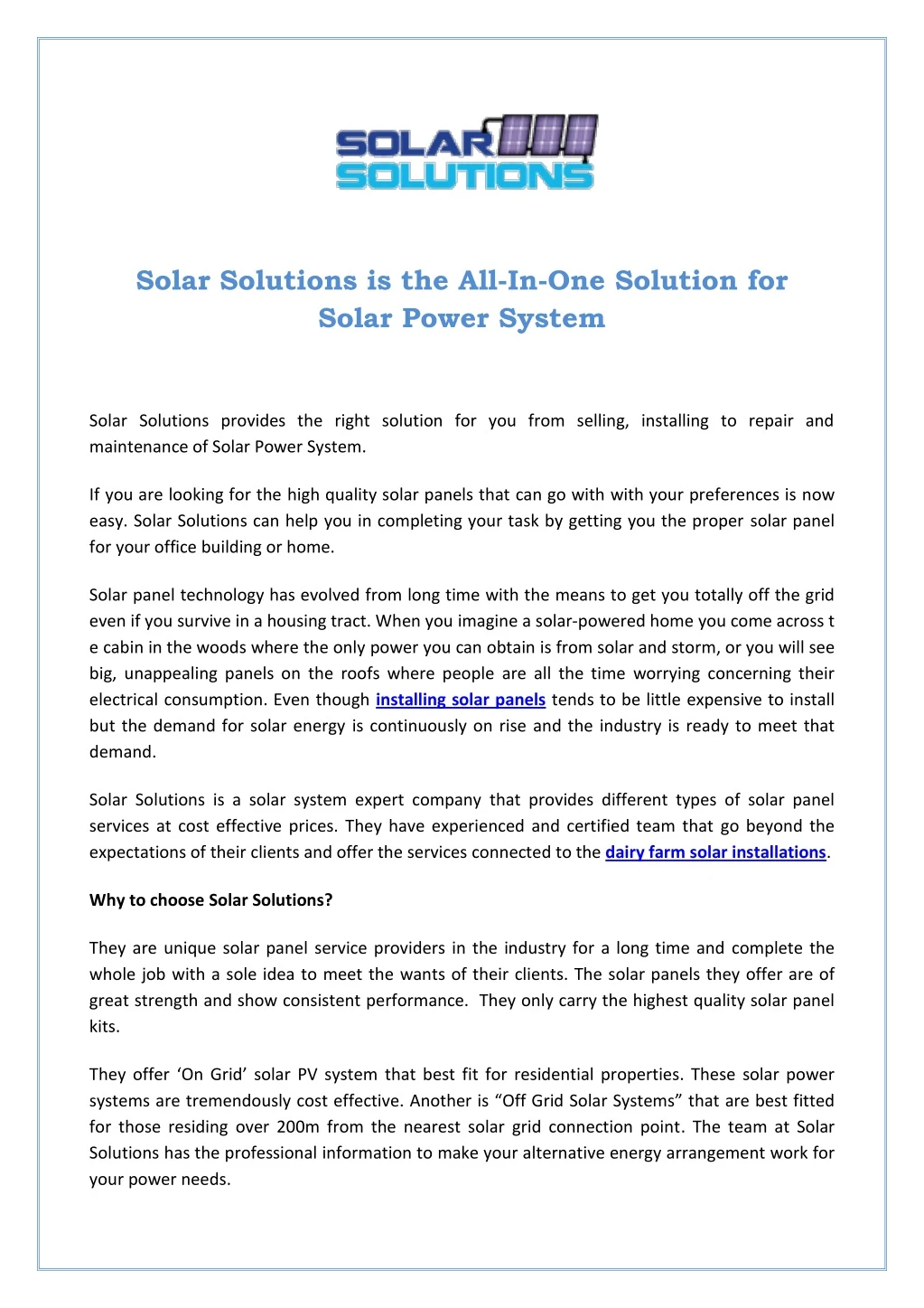 solar solutions is the all in one solution