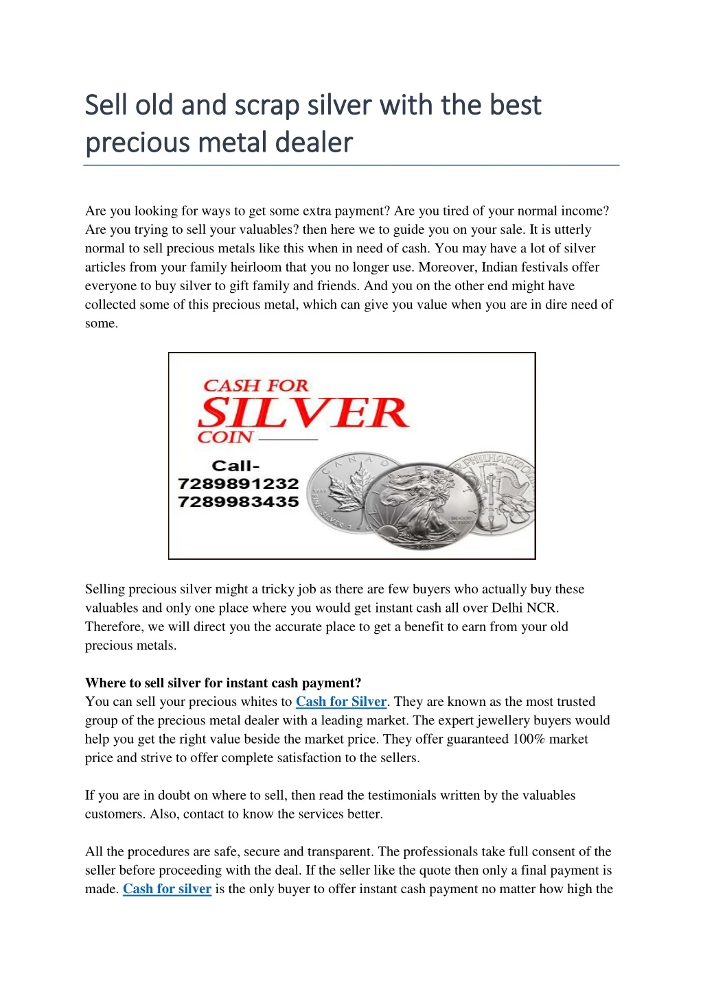 sell old and scrap silver with the best sell