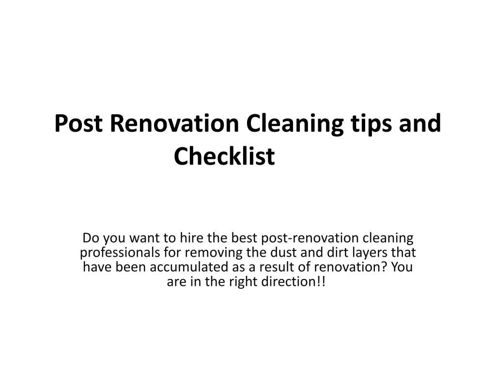 post renovation cleaning tips and checklist
