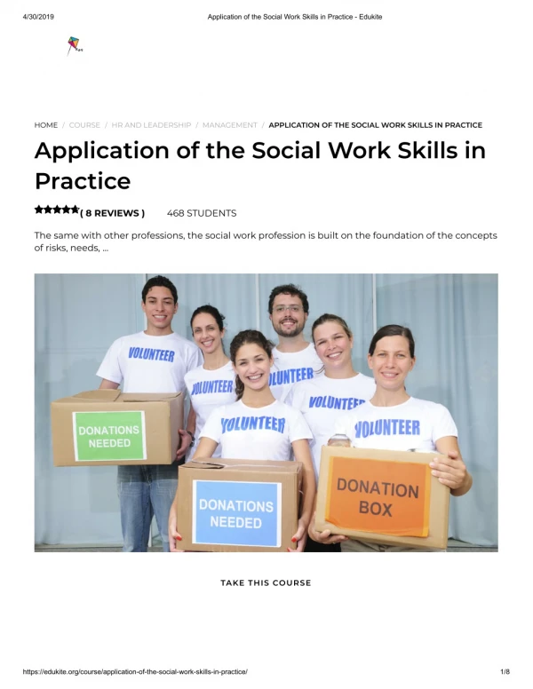 Application of the Social Work Skills in Practice - Edukite