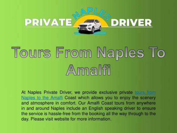 Best Tours From Naples To Amalfi