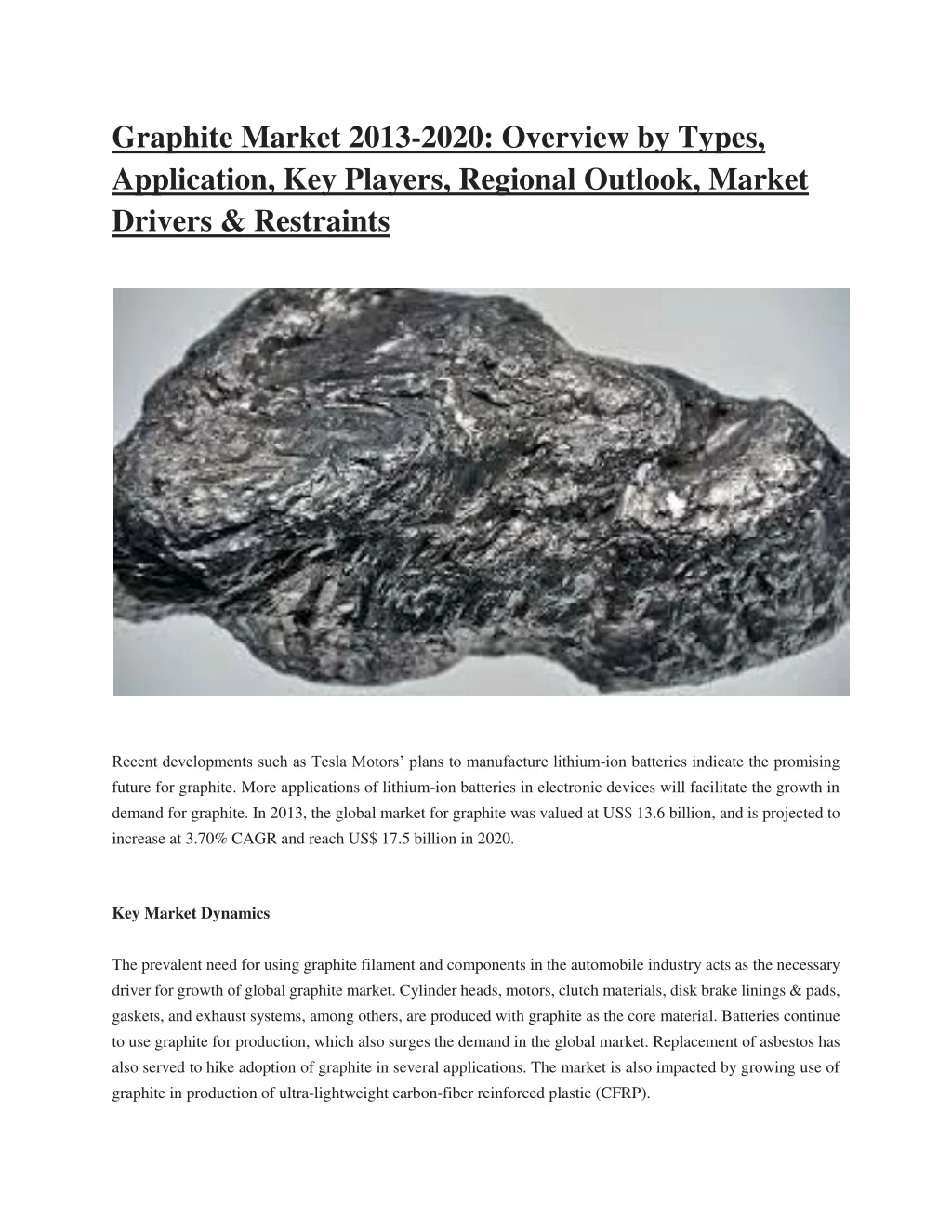 graphite market 2013 2020 overview by types