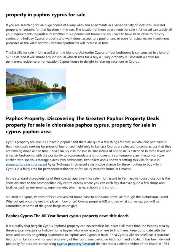 property investment in cyprus - New and Resale Properties