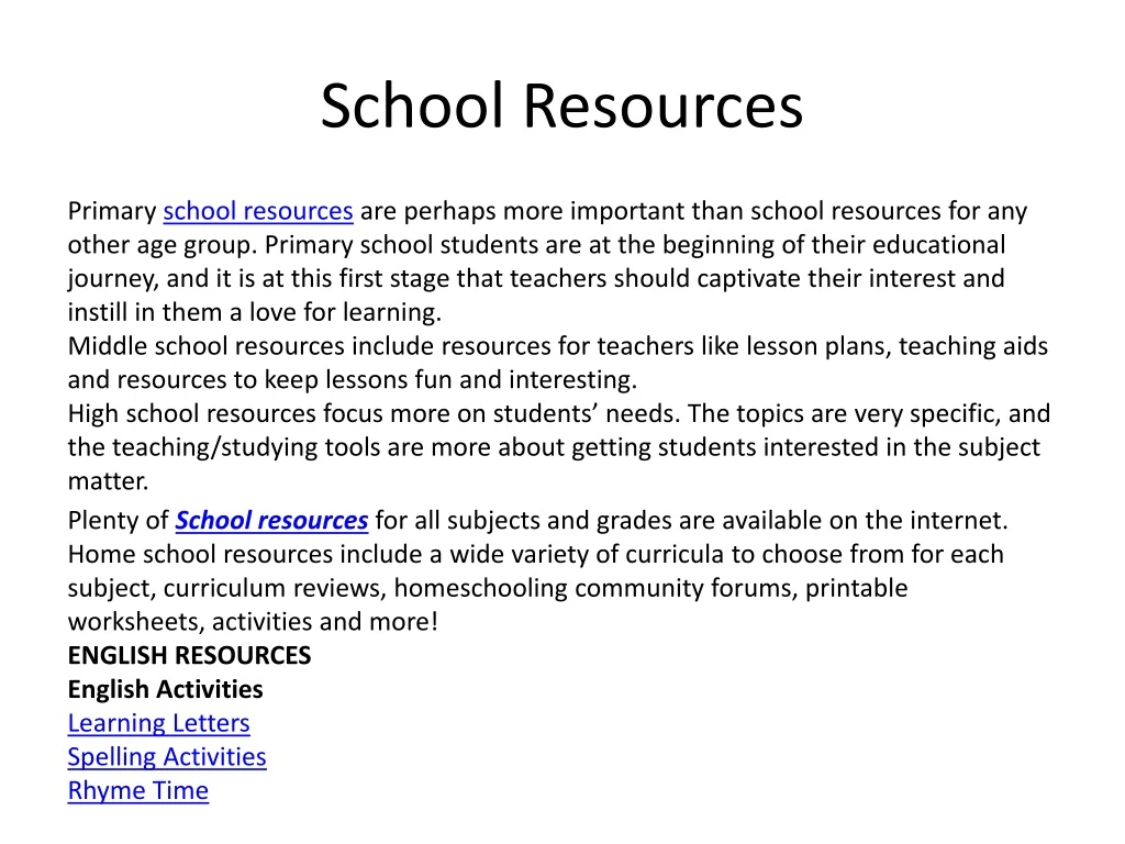 school resources