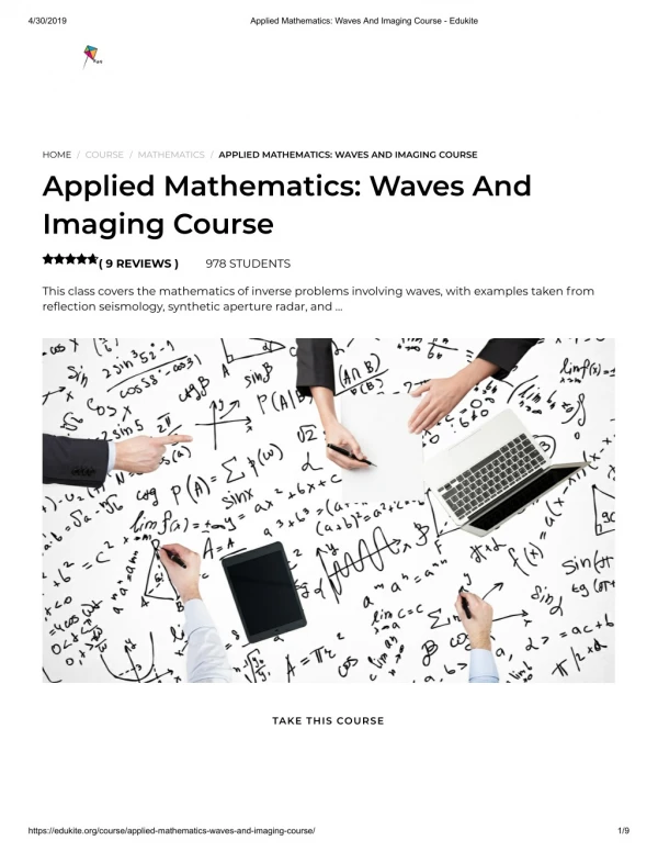Applied Mathematics_ Waves And Imaging Course - Edukite