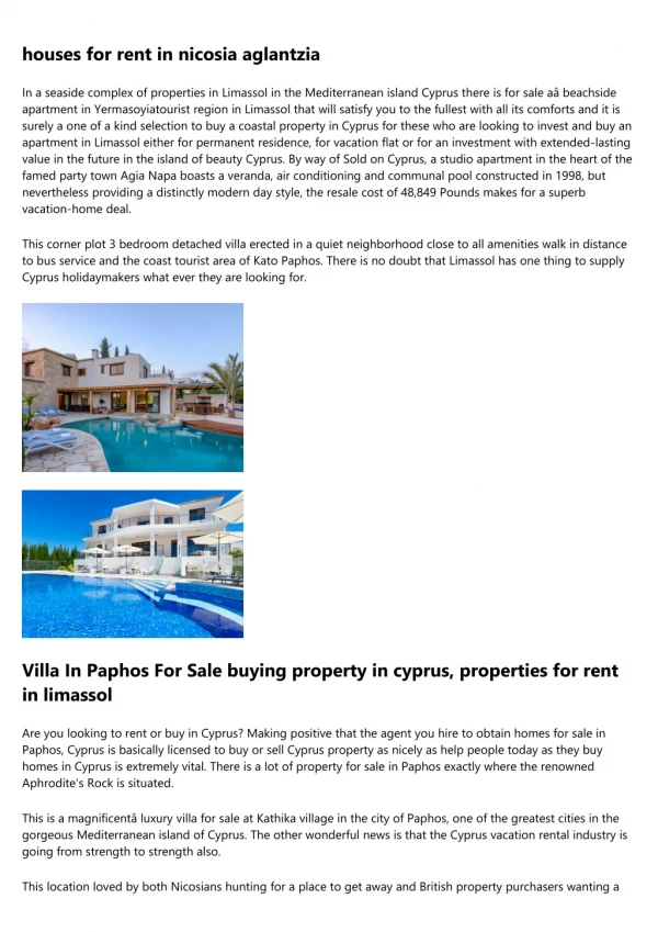 property for sale in cyprus south and Cyprus Residency Visa