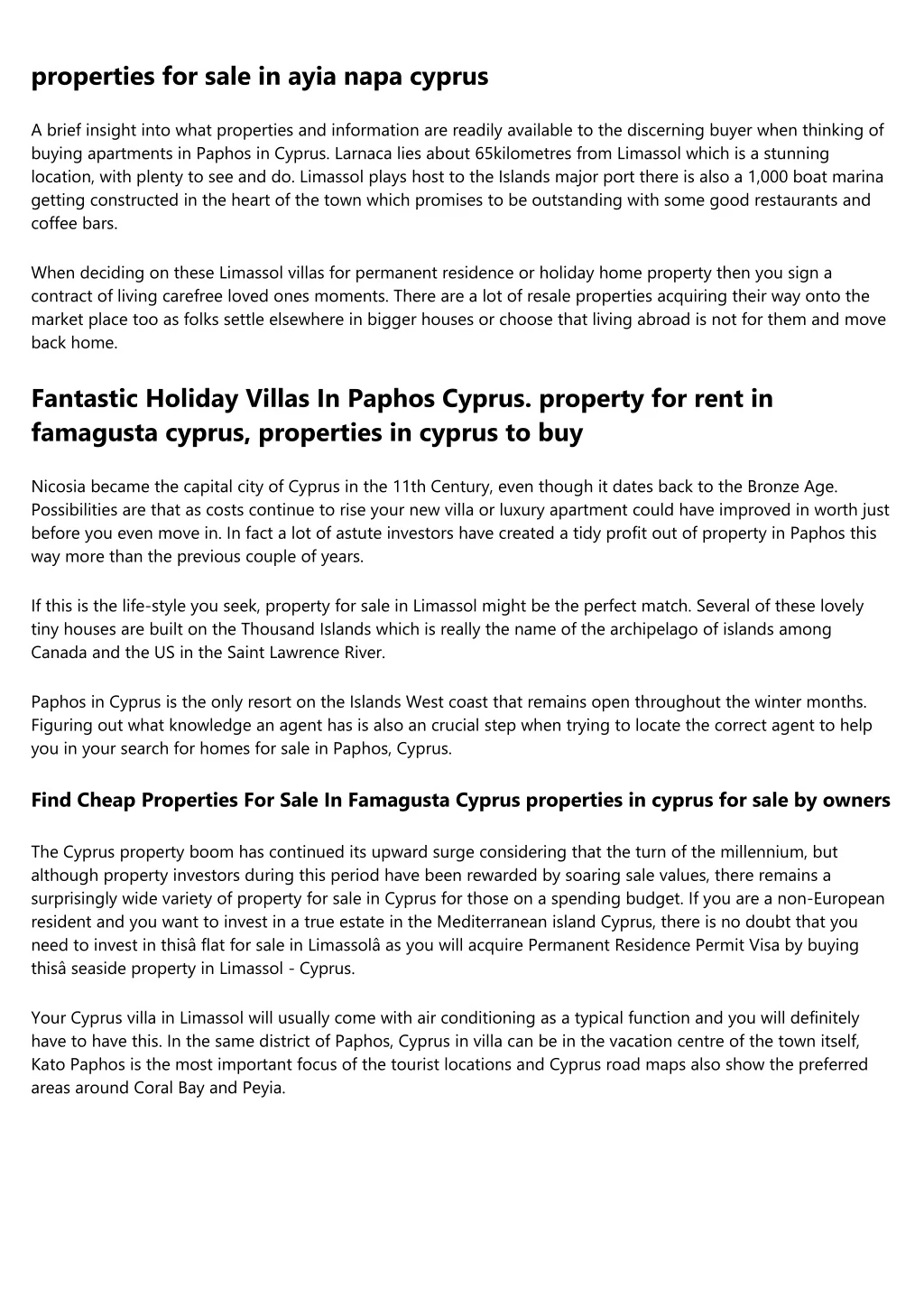 properties for sale in ayia napa cyprus