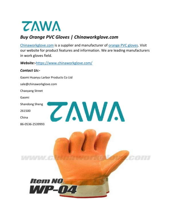 Buy Orange PVC Gloves | Chinaworkglove.com
