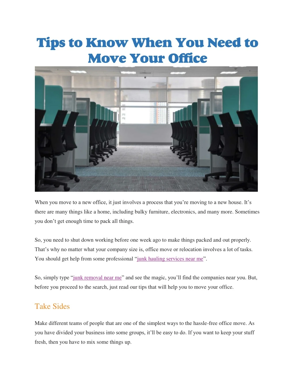 tips to know when you need to move your office