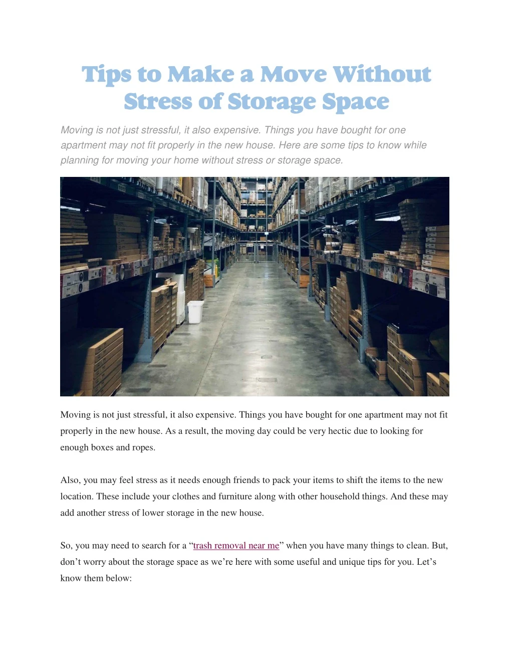 tips to make a move without stress of storage