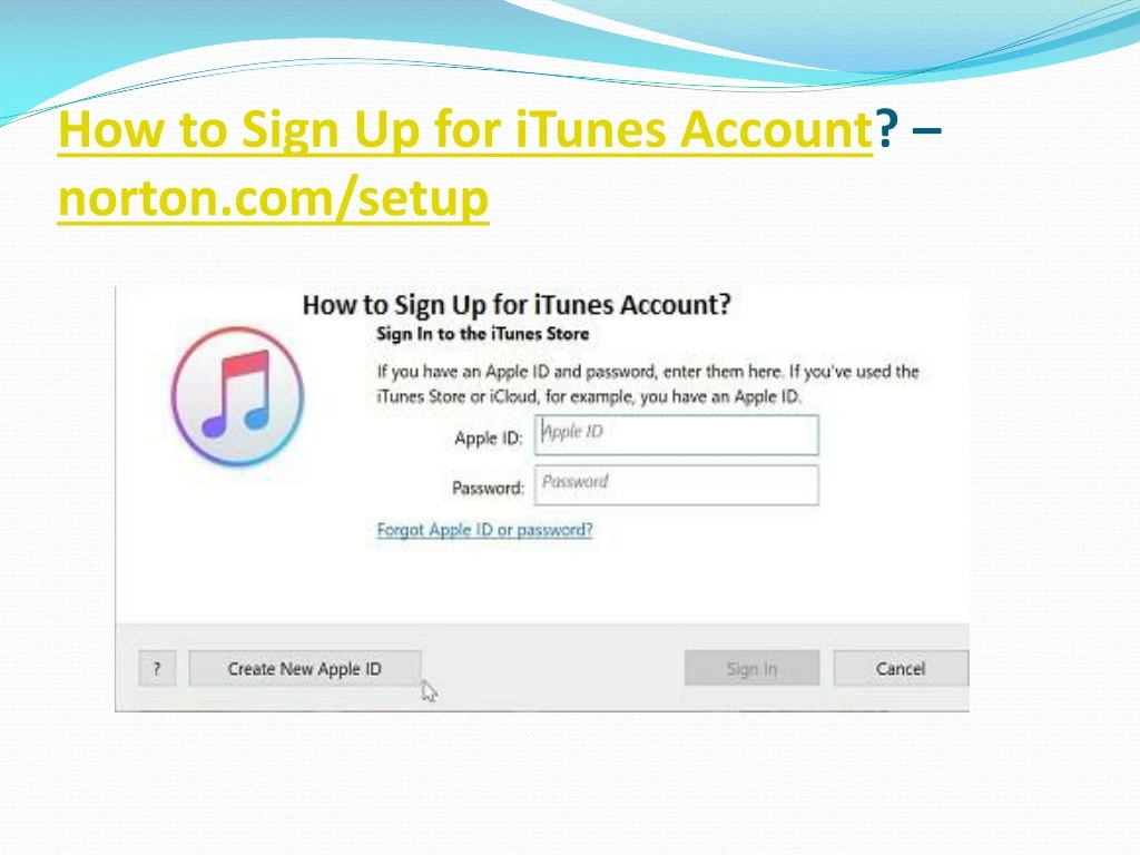 how to sign up for itunes account norton com setup