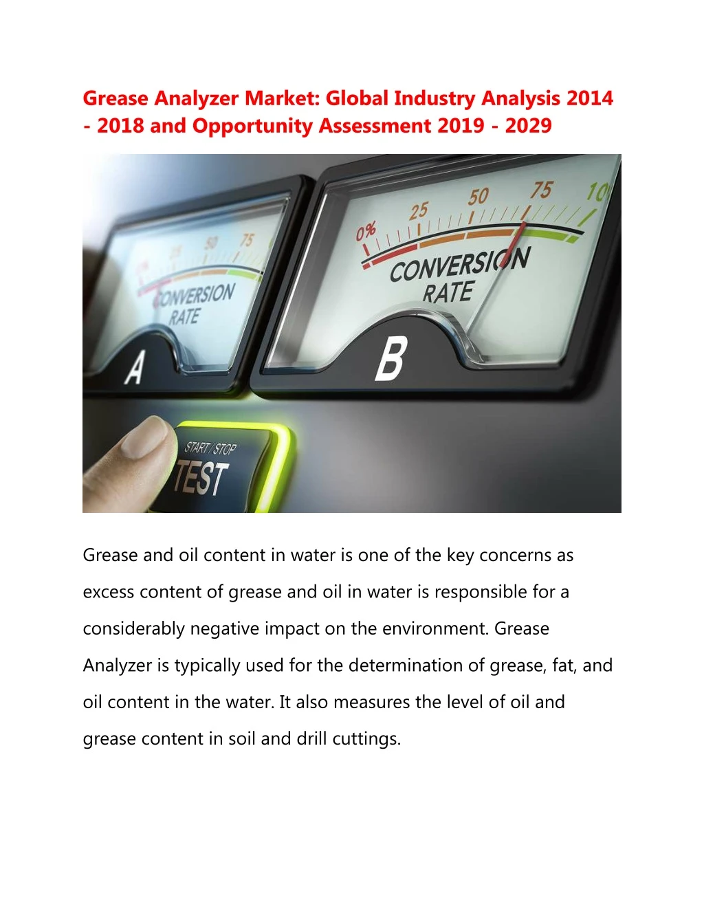 grease analyzer market global industry analysis