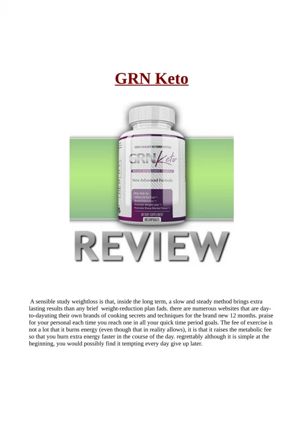 GRN Keto: Does This Product Really Work...
