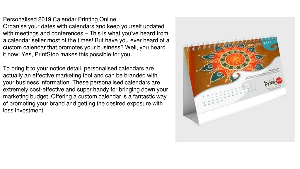 personalised 2019 calendar printing online