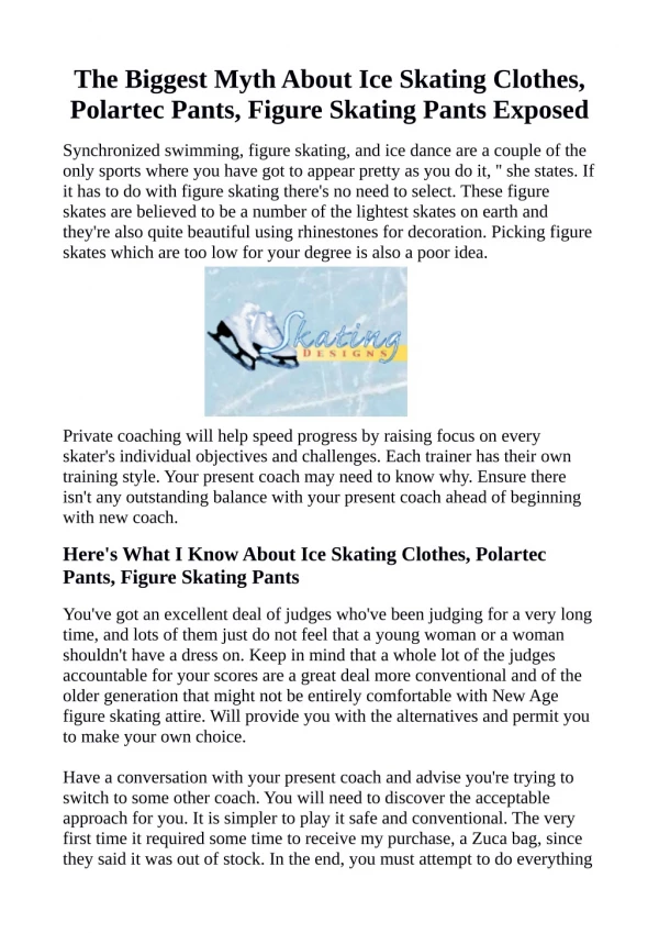 The Biggest Myth About Ice Skating Clothes, Polartec Pants, Figure Skating Pants Exposed