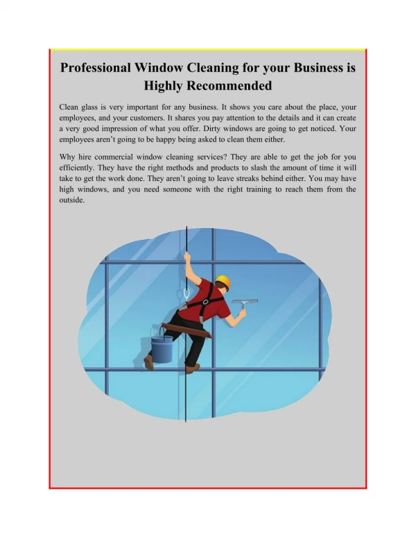 Professional Window Cleaning for your Business is Highly Recommended