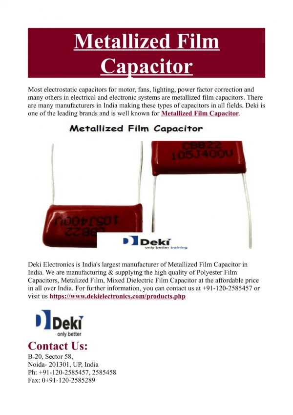 Metallized Film Capacitor