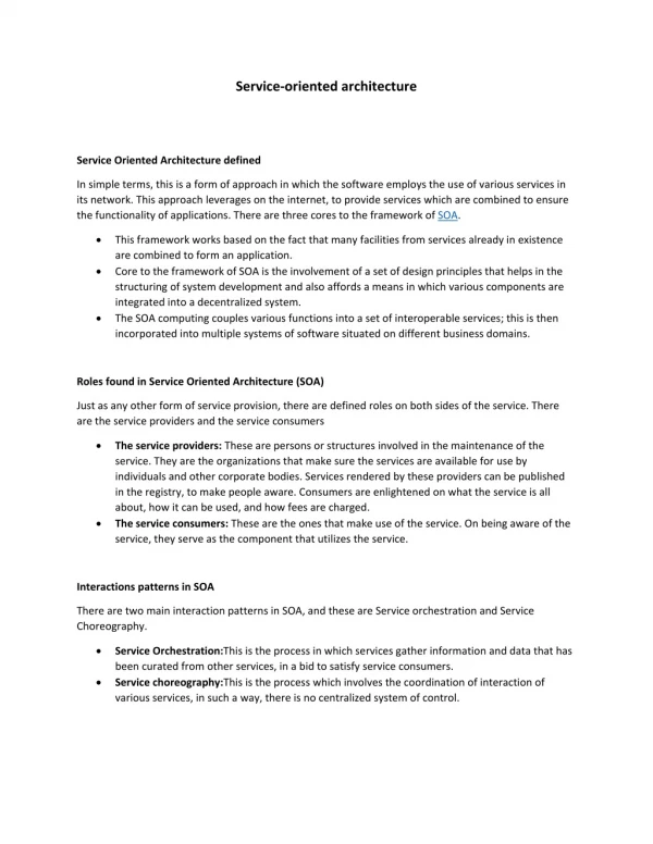Service Oriented Architecture defined