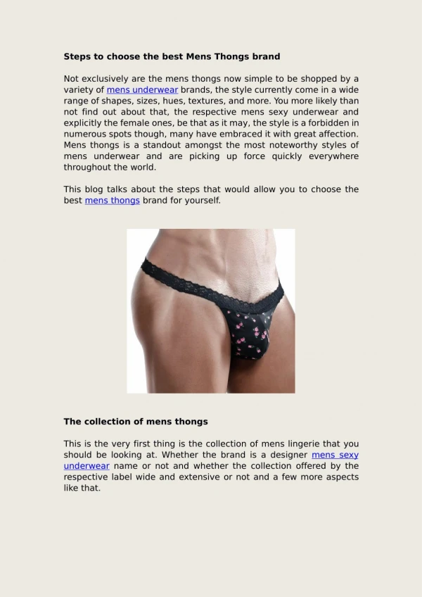 Steps to choose the best Mens Thongs brand