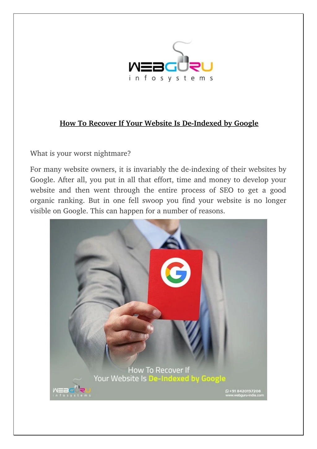 how to recover if your website is de indexed