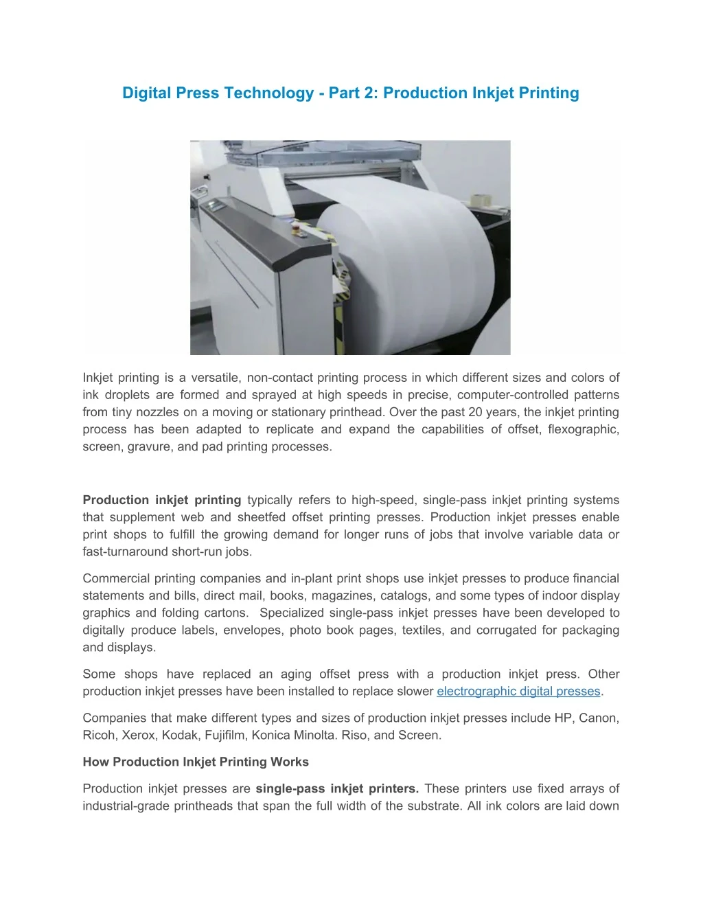 digital press technology part 2 production inkjet