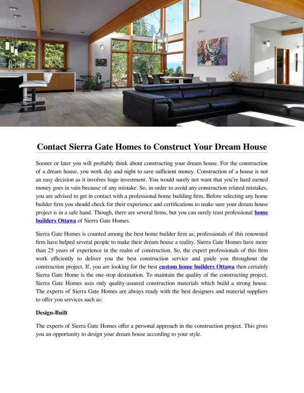 Contact Sierra Gate Homes to Construct Your Dream House