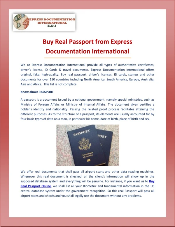 Buy Real Passport Online for All Countries