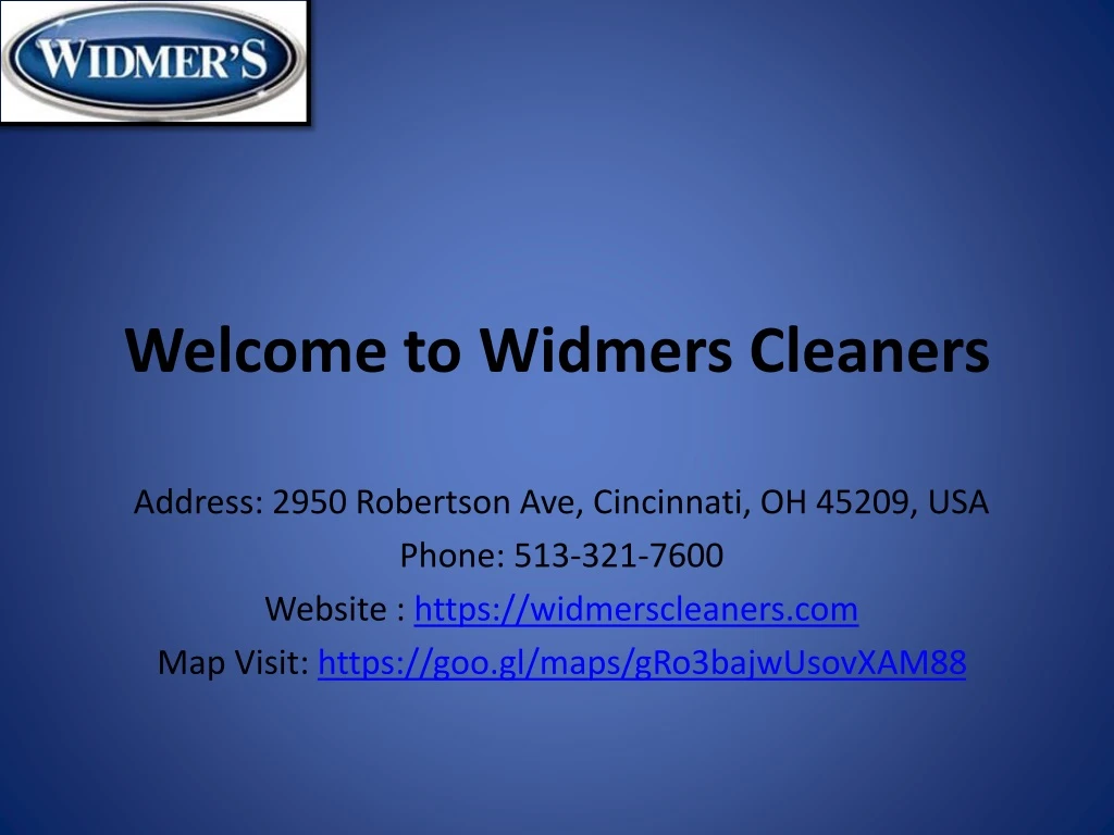 welcome to widmers cleaners