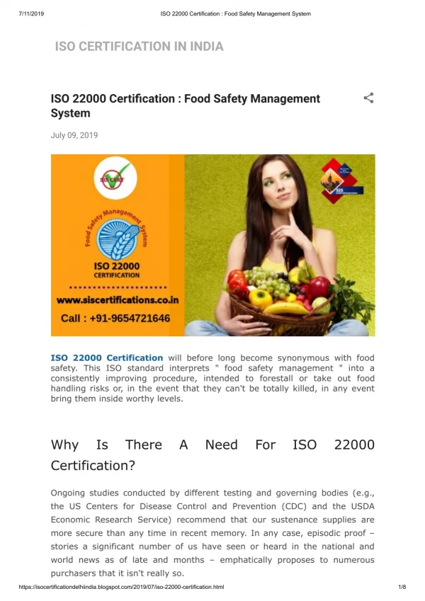 Detail knowledge about ISO 22000 Certification food safety management system.