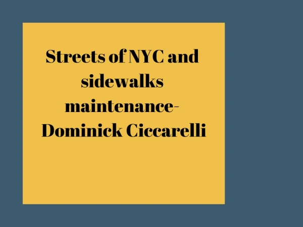 Streets of NYC and sidewalks maintenance - Dominick Ciccarelli