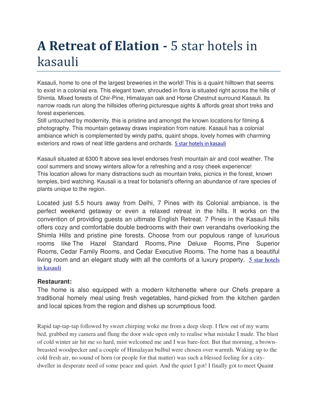 a retreat of elation 5 star hotels in kasauli