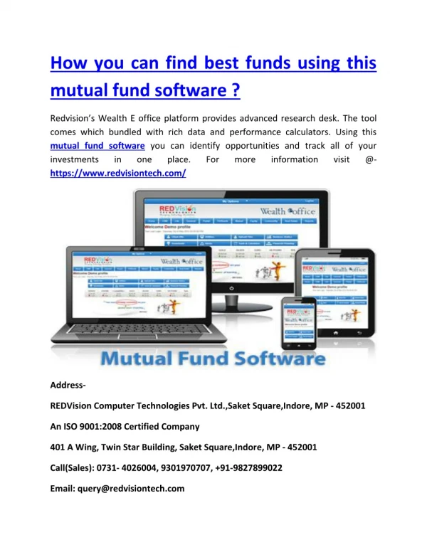 How you can find best funds using this mutual fund software ?