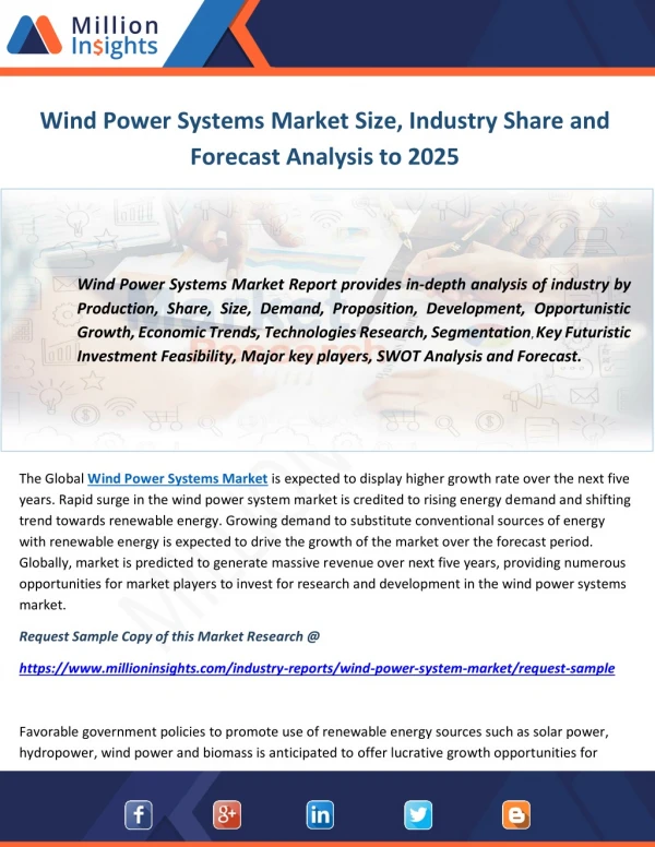 Wind Power Systems Market Size, Industry Share and Forecast Analysis to 2025