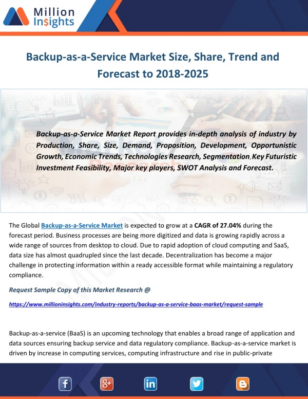 Backup-as-a-Service Market Size, Share, Trend and Forecast to 2018-2025