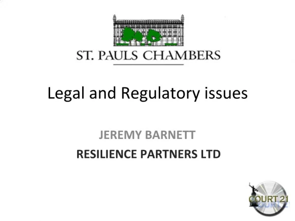 Legal and Regulatory issues