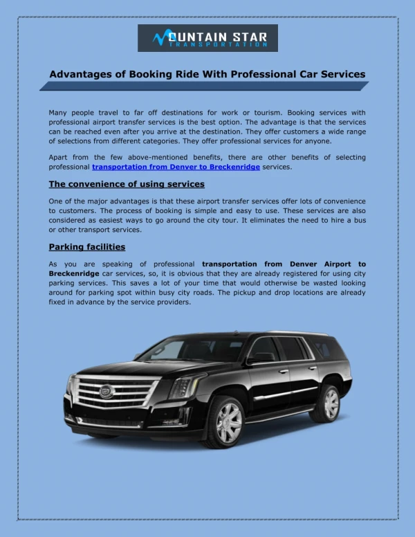 Advantages of Booking Ride With Professional Car Services