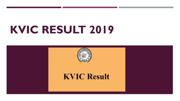 KVIC Result 2019: Download KVIC 119 Group B & C Result & Cut Off