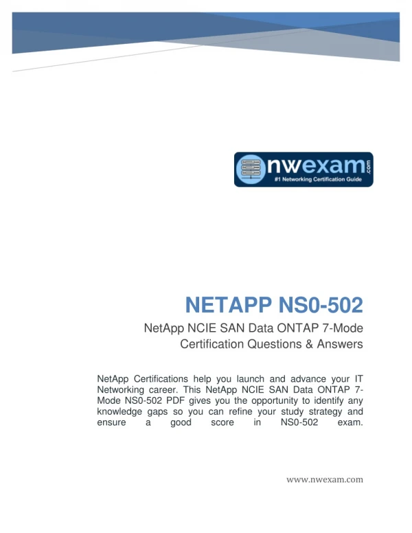[LATEST] NetApp NCIE-SAN NS0-502 Question And Answer