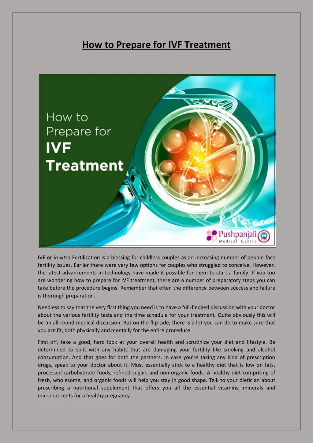 how to prepare for ivf treatment