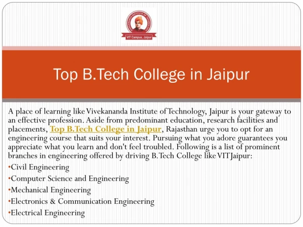 Top B.Tech College in Jaipur