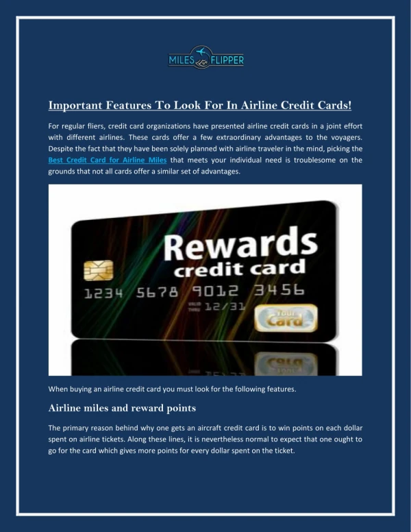 Important Features To Look For In Airline Credit Cards!
