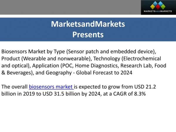 Biosensors Market worth $31.5 billion by 2024